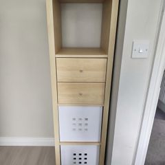 KALLAX Shelving unit, with 4 drawers/white stained oak effect