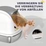 Stainless Steel Cat Litter Box with Lid, Litter Tray, Scoop, for Cat under 5 kg, 52.4 x 41.3 x 42 cm, White Image 5