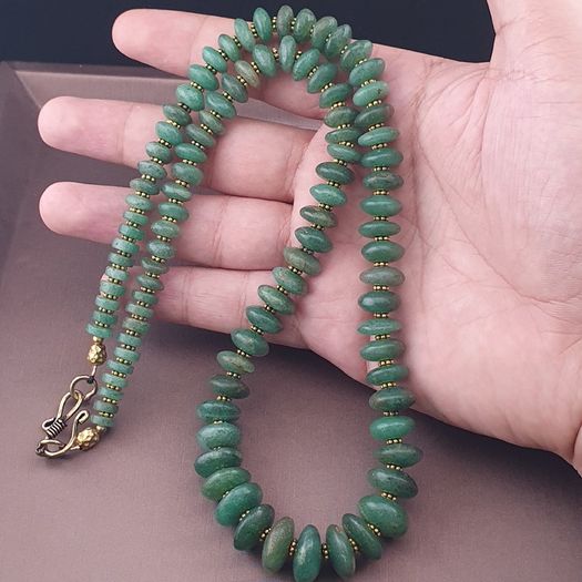Vintage Tire Shape Jade Beads Necklace 24inches
