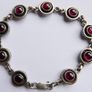 Vintage Sterling Silver 925 Faceted Garnet Link hallmarked Bracelet length 8" - 18,5g Image 8