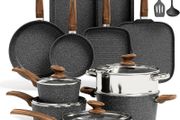 17pcs Induction Hob Pan Set, Black Granite Cookware Sets Pots and Pans Sets Non Stick, Nonstick Cookware and Bakeware, PFOA &amp; PFOS Free