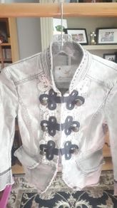 River Island military style denim jacket soft gre Size 6
