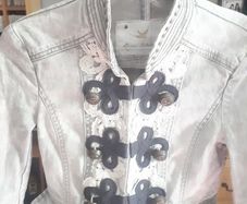 River Island military style denim jacket soft gre Size 6