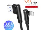 NOHON 3M Apple 3A Lightning Fast Charger & Data Sync 90 Degree Elbows Nylon Braided Cable (Brand New/Warranty)