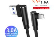NOHON 3M Apple 3A Lightning Fast Charger &amp; Data Sync 90 Degree Elbows Nylon Braided Cable (Brand New/Warranty)