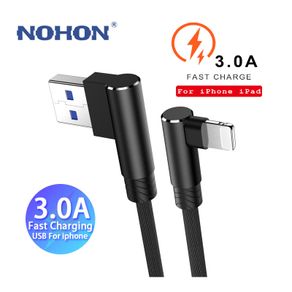 NOHON 3M Apple 3A Lightning Fast Charger & Data Sync 90 Degree Elbows Nylon Braided Cable (Brand New/Warranty)