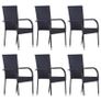 7 Piece Garden Dining Set Poly Rattan Black Image 5