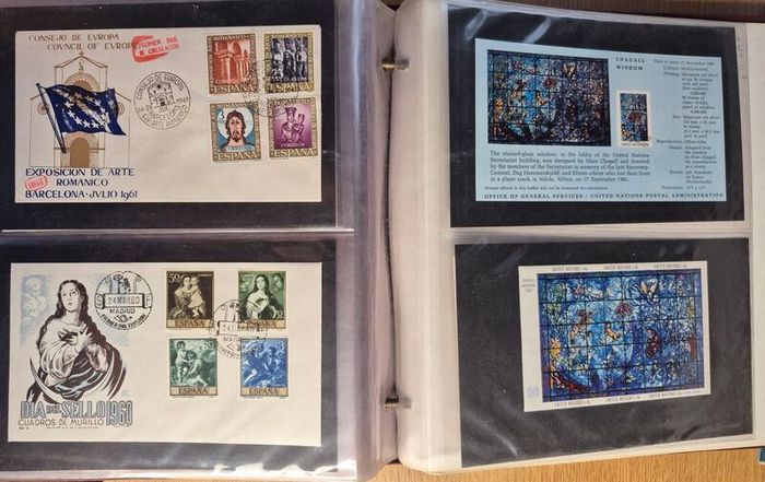 Stamp, cover album. France, Czechoslovakia, Hungary , Cuba, Spain, Paraguay, EU