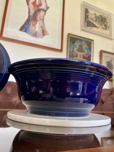 Vintage Fiestaware Cobalt Blue Covered Casserole Dish Homer Laughlin HLC with Lid USA Oven to Table