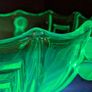 Vintage Stolzle Art Deco Green Glass Bowl 22cm Uranium glass Image 3