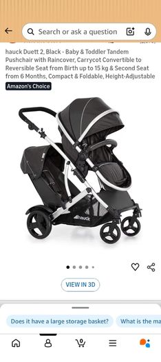 hauck Duett 2, Black - Baby & Toddler Tandem Pushchair double buggy