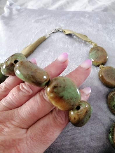 Vintage Chunky Stone Necklace & Bracelet Set