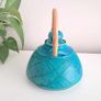 Turquoise Rustic Stoneware - Pottery Teapot With Bamboo Handle Image 7