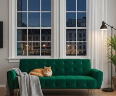 Luxury Velvet Sofa Bed with Golden Legs green
