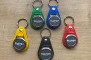 Synthetic leather Triumph key ring with shopping trolley token/coin