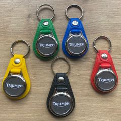 Synthetic leather Triumph key ring with shopping trolley token/coin