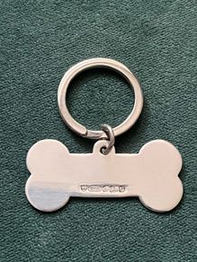 Dog Bone Collar Tag Keyring 925 Sterling Silver English Hallmarks Ari D Norman