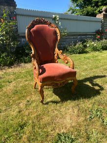 antique armchair carved walnut 1874