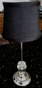 Chrome and glass lamp black shade and screw in bulb included ,,