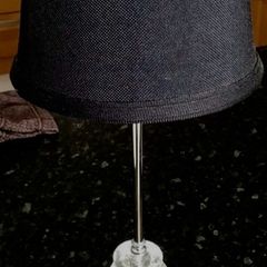 Chrome and glass lamp black shade and screw in bulb included ,,
