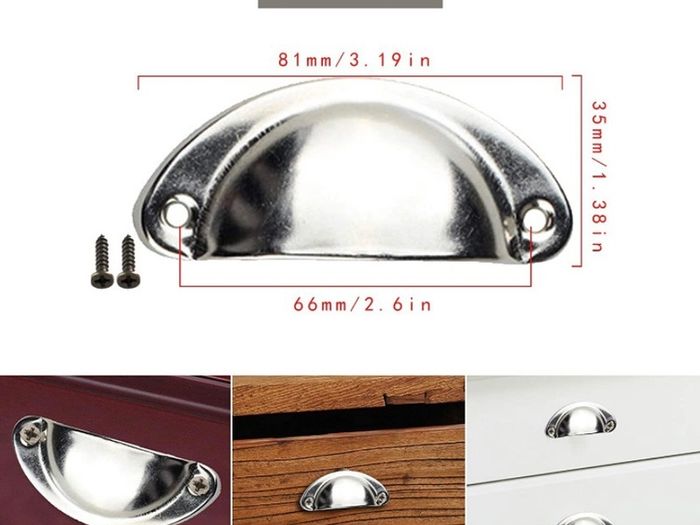 24 Pieces Retro Metal Kitchen Drawer Cabinet Door Handle with 48 Pieces Screws Furniture Knobs Shell Cup Semicircle Pull Knob Handle for Cupboard, Door, Drawer Silver (FREE POSTAGE)
