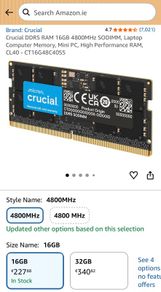 Crucial DDR5 4800 MHz Laptop RAM - 16GB