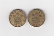1946 Great Britain -2 X Three Pence Coins - George Vi - Low Mint Year )(no 422)