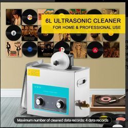 6L Ultrasonic Vinyl Record Cleaner Machine 40kHz Deep Cleaning LP Washer:AVAILABLE FOR PICK UP