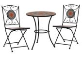 3 Piece Mosaic Bistro Set Ceramic Tile Orange/Grey