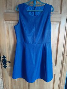 blue faux leather womans dress