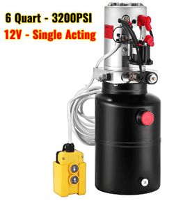 BRAND NEW 6 Quart Car Jack Hydraulic Pump 12V DC Single Acting Power Unit Steel Reservoir for Dump Trailer Truck Car Lift Motor Pump