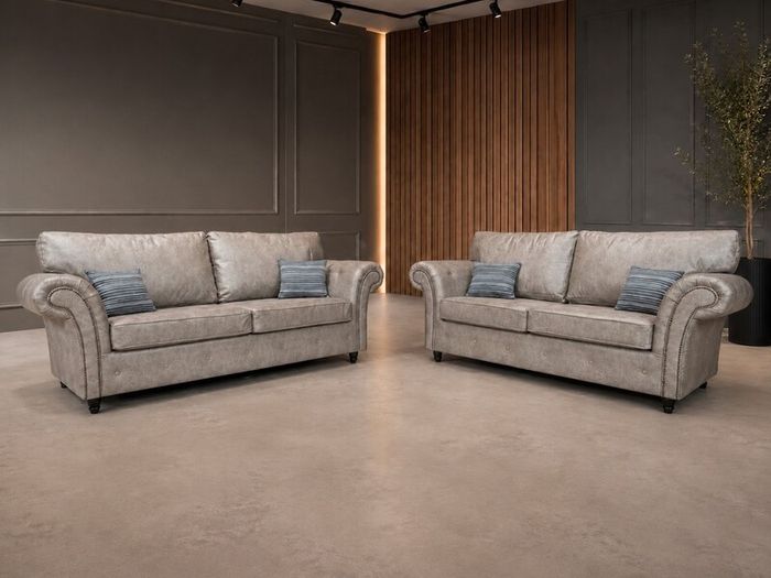 Oakland Mink Suede Leather Sofa Set
