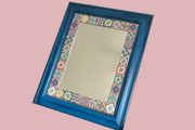 Decorative wall mirror with colourful handcrafted mosaic tile border