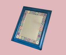 Decorative wall mirror with colourful handcrafted mosaic tile border
