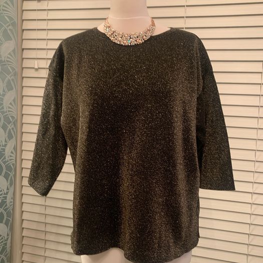 Mango Suit black & gold sparkly top. Size L