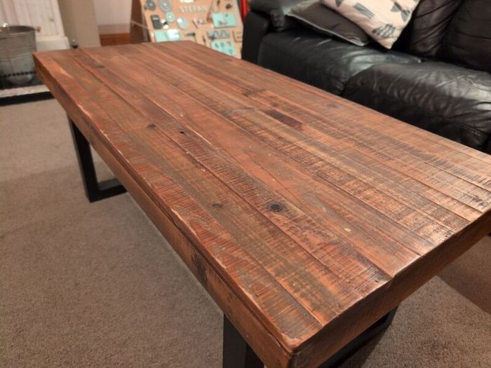 RusticI Industrial Coffee Table - Solid Reclaimed Wood & Steel Legs