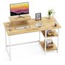 Office Desk with Monitor Stand,100cm Computer Desk with Reversible Storage Shelves,Study Desk for Home and Small Spaces,Oak Image 2