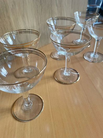 Vintage Gold Ring Champagne Coupe Glasses