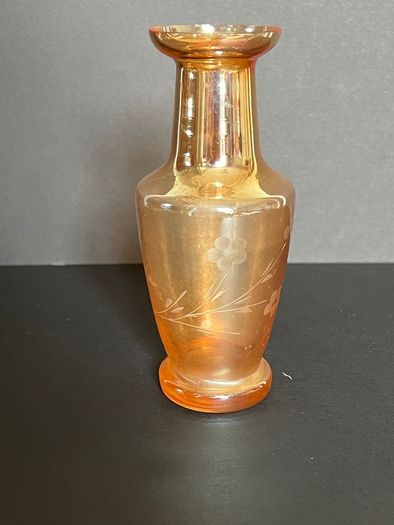 Vintage Amber Carnival Glass  Vase PRICE DROP