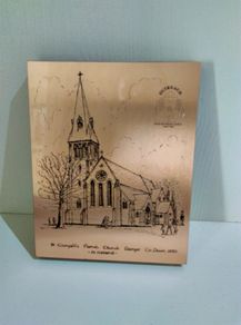 Antique Copperware Plague St Comgall's Parish Church Bangor / Copperware Designs