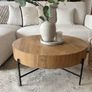 Modern Round Oak Coffee Table Image 4