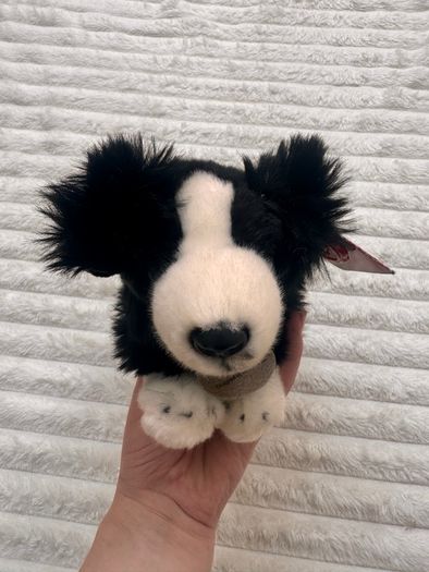 Keel Toys Jessie Border Collie Black White Dog Soft Plush approx. 25 cm. Blue Collar Used Please see photos