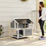 Outdoor Cat House, Outdoor Cat Shelter, Waterproof, Folding Roof, Spruce Wood, 80 x 93 x 95, Gray Image 3