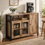 Industrial Storage Cabinet With Glass Doors Rustic Sideboard Kitchen Cupboard Living Room Storage Cabinet Image 6