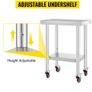 36 x 24 inch Stainless Steel Kitchen Worktable Commercial Work Bench Table with Caster Wheels & Undershelf for Home Restaurant Storage Image 2