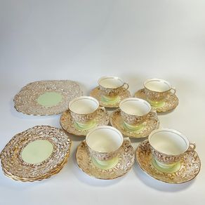 Rare Colclough Gold Harlequin 6605 Tea set vintage