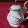 Antique Royal Tettau Bavaria Germany Original Model Al-Tettau Anno 1800 Pewter Lidded Porcelain Teapot / Stein Made In Bavaria Germany Image 2