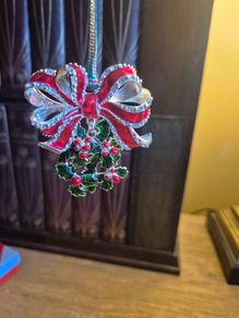 Newbridge Holly with Bow Hanging Decoration, Multi