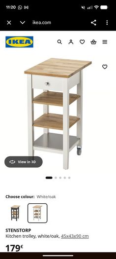 Ikea Stenstorp Kitchen trolley/island in White/Oak