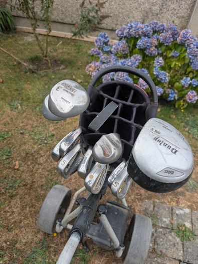 ladies Golf clubs and trolley